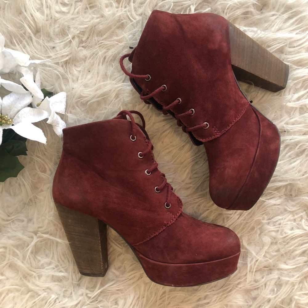 Burgundy heeled boots